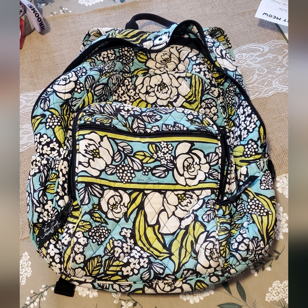 Vera Bradley Botanical Backpack - Blue, Green, and Black